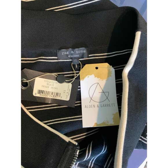 rag & bone Black Ecru Striped Reagan Knit Mini Skirt NWT,  Size XS - Picture 7 of 7